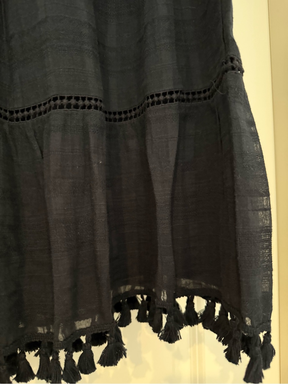LOFT Black Tassel-Hem A-Line Skirt - Picture 2 of 3
